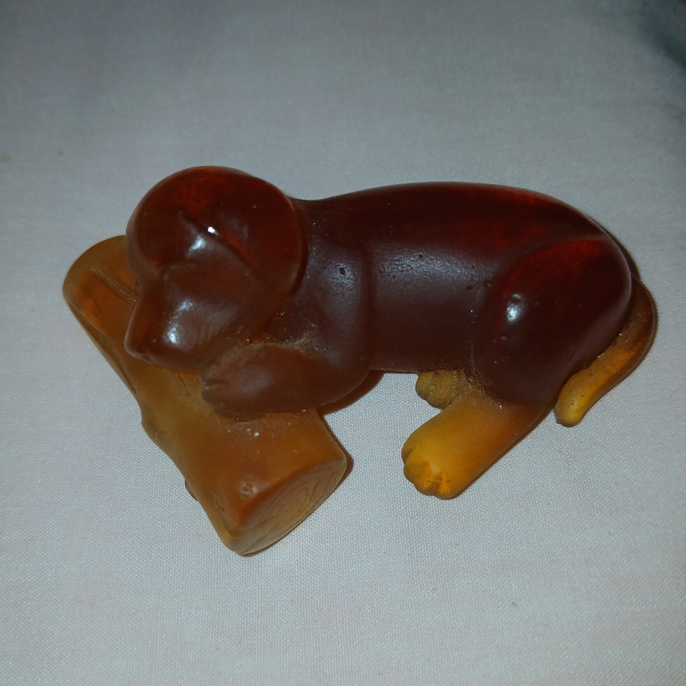 Daum Pate de Verre Crystal Dog Sculpture Signed Vintage Art
